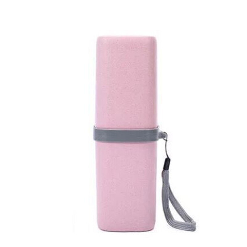 Ronde / vierkante tarwestro plastic reisbeker tandenborstel tandpasta bewaarbeker draagbare tandenborstel mondbeker: Vierkant roze