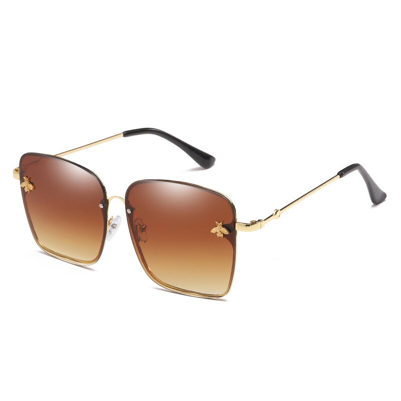Gafas de sol cuadradas de abeja sin montura para mujer y hombre, anteojos de sol femeninos de gran tamaño con gradiente de abeja, con UV400,: b