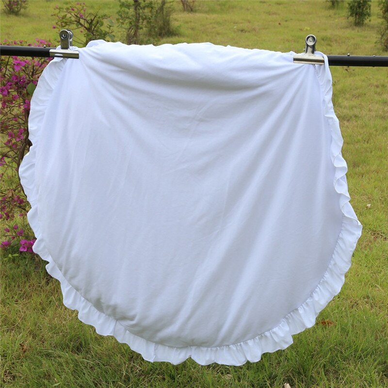 Ins nordisk rund ensfarvet blonder legemåtte gennemsøgningsmåtte babyværelse tæppe gennemsøgningsmåtte børnerum dekorativt tæppe: Hvid