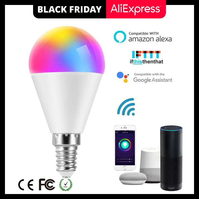 V26 Alexa LED Smart Bulb WiFi Voice Control RGB Energy Saving Dimming LED Light Smart Life Multicolor Smart Blub 6W Google Home