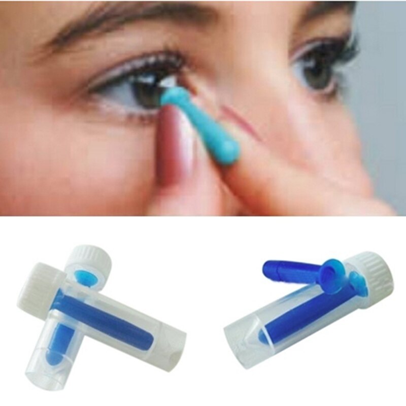 Bâton de lentilles de Contact en Silicone bleu, ventouse, Gel doux, Portable voyage, Mini outil de retrait de lentilles de Contact, 1 pièce