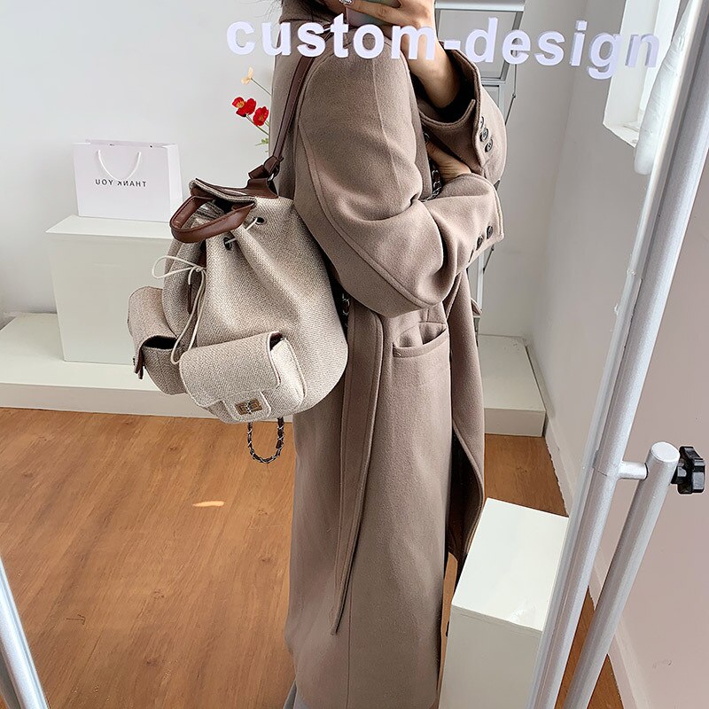 Mochila de algodón y lino para mujer, bolso escolar informal combina con todo, de viaje, de lona, nueva ,