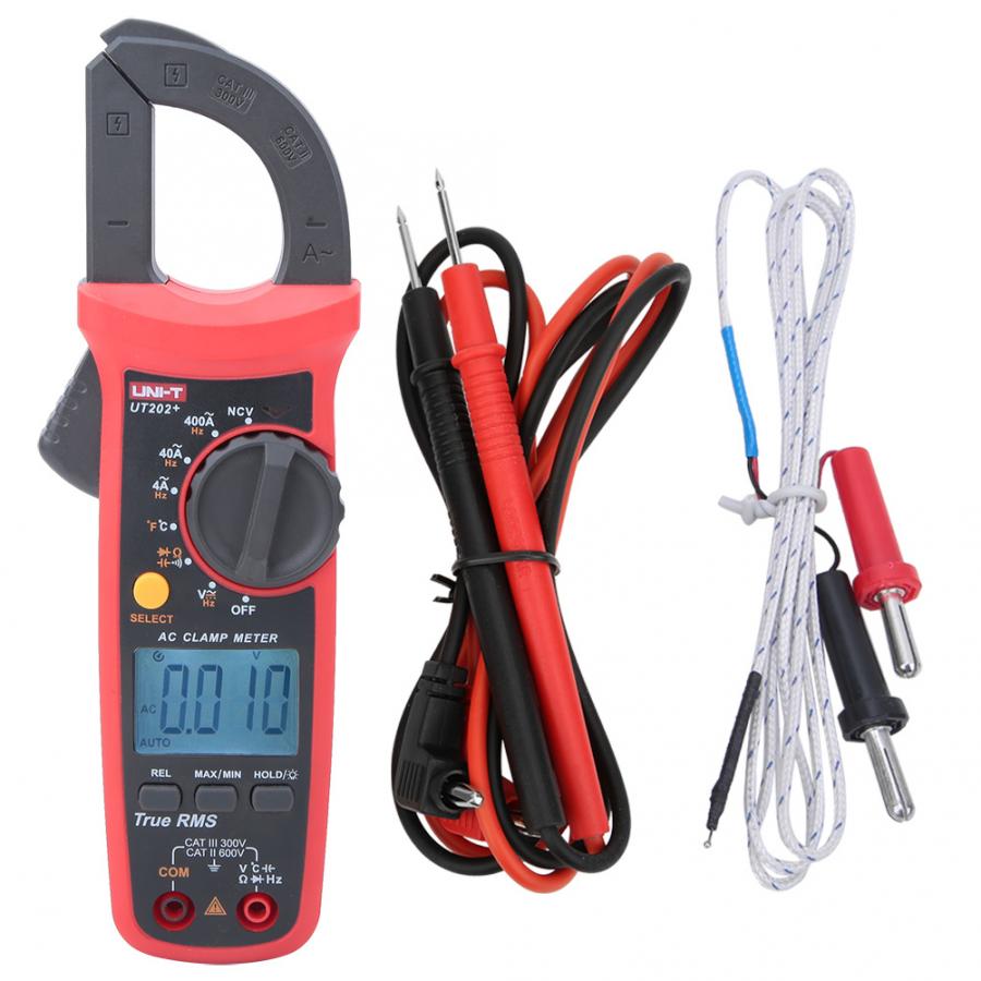 UNI-T UT202+ Portable Hand-Held Automatic Range True RMS Clamp Meter with LCD Display Amper Clamp Meter