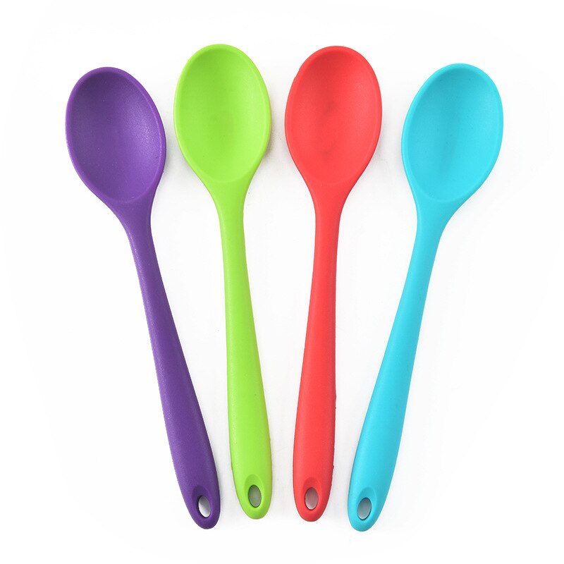 Silicone spoon small salad stirring spoon baby eating spoon baking food grade tableware spoon rice
