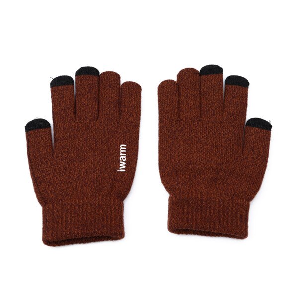 Heren gebreide skihandschoenen antislip touchscreen heren dikke warme handschoenen winter herfst heren wanten warme handschoenen: Lichte koffie