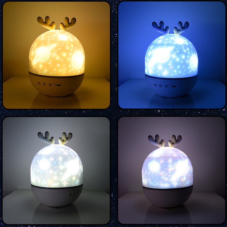 Nattlampe projektor stjernehimmel nattlys projektor soveromsinnredning bluetooth roterende musikk fjøs #39 låve
