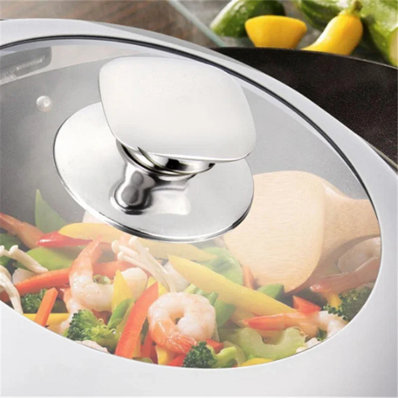 Visible Cooking Wok Pan Lid Stainless Steel Universal Pan Cover Visible Replaced Lid for Frying Wok Pot Dome Wok Cover