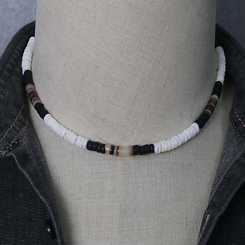 Vintage Rustieke Mannen Kralen Ketting Natuurlijke India Onyx Kokosnoot Ketting Voor Mannen Tribal Sieraden Beste Vriend SU-07