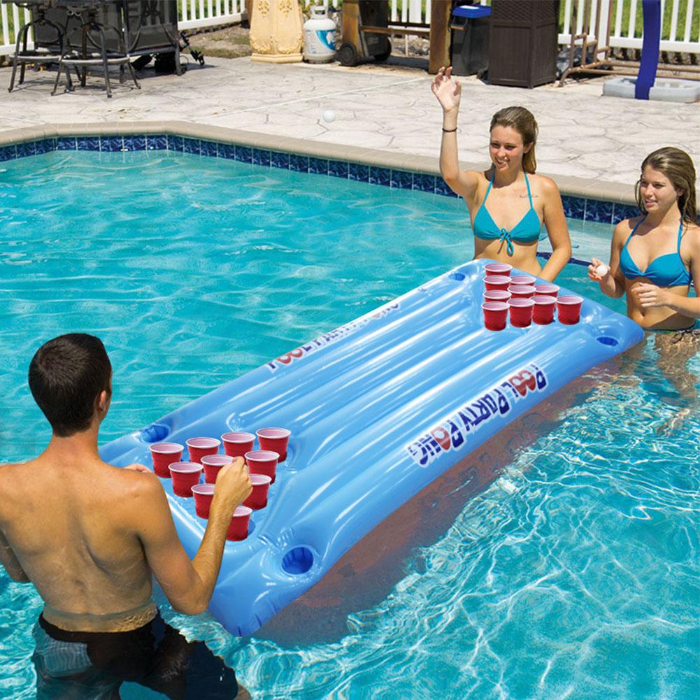 145*60 Cm Bier Pong Zwembad Float Opblaasbare Drijvende Bier Pong Tafel Party Zwembad Lounge Vlot Voor Mannen Vrouwen