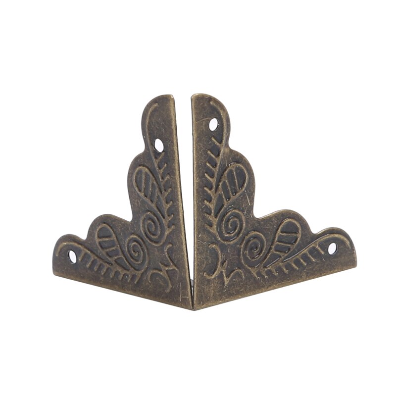 1 paquete de caja de madera antigua patas Protector de esquina triángulo de hierro tallado soporte decorativo para muebles Hardware: Green Bronze Color