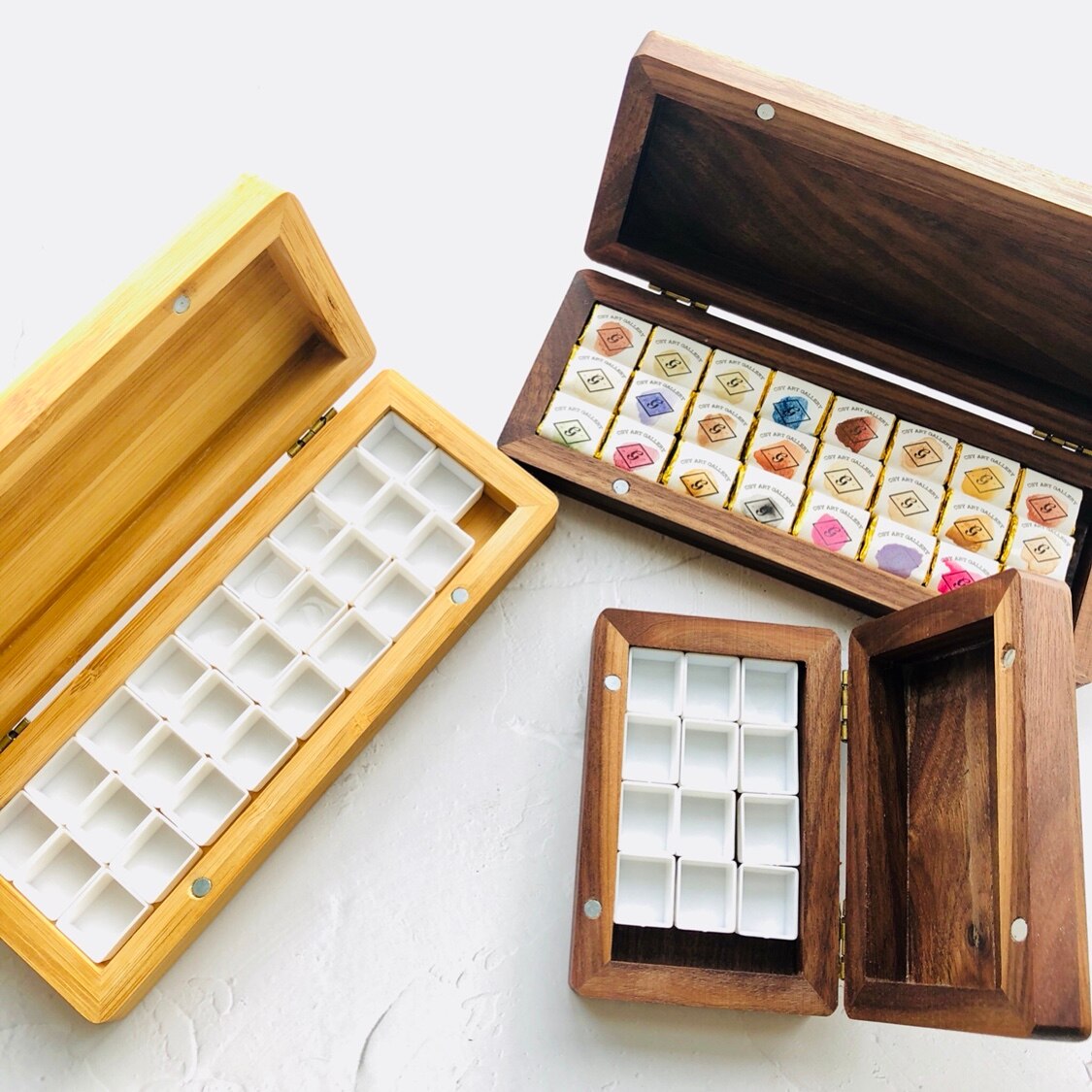 Paleta De Acuarela, Caja De Pigmento De Color De Madera De 15