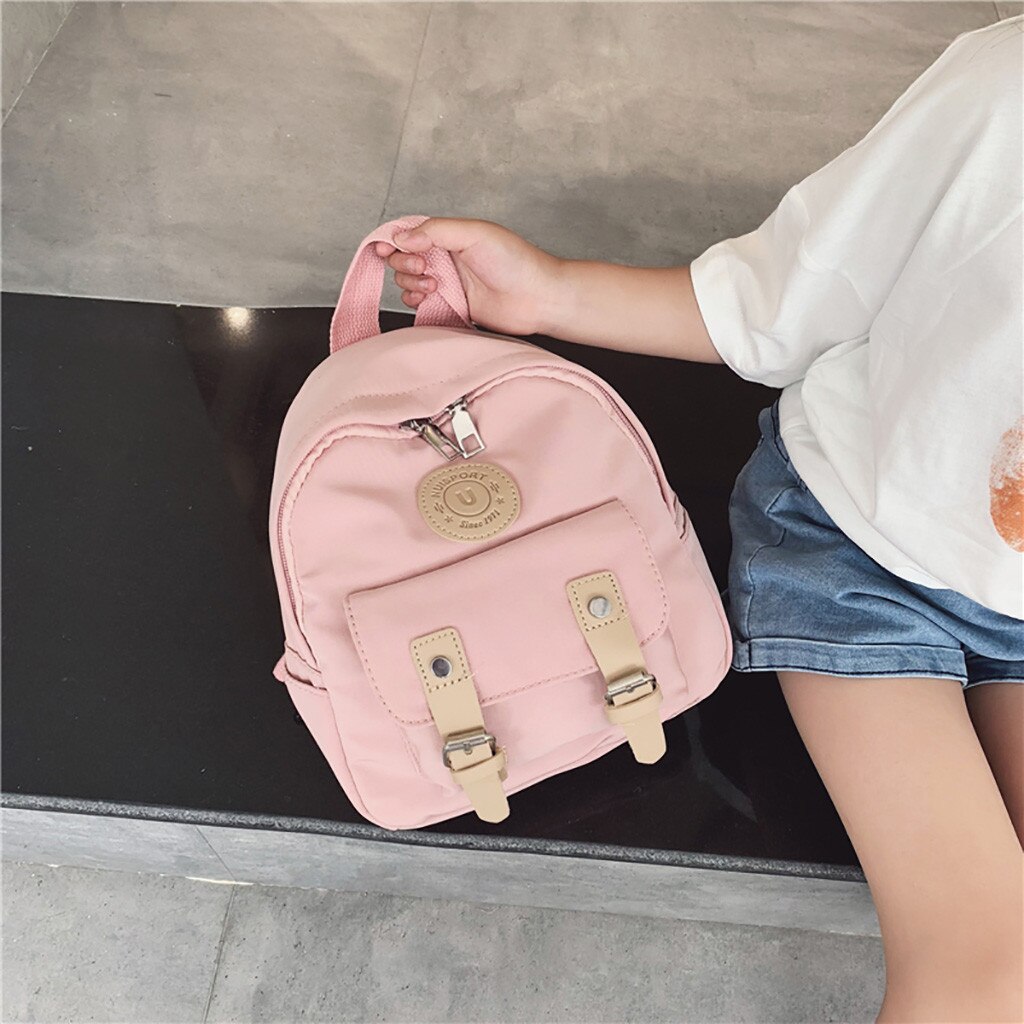 Mochila para mujer, bolso de hombro a la para niños, mochila sólida de nailon para estudiantes masculinos y femeninos, mochila sencilla y versátil Ju9