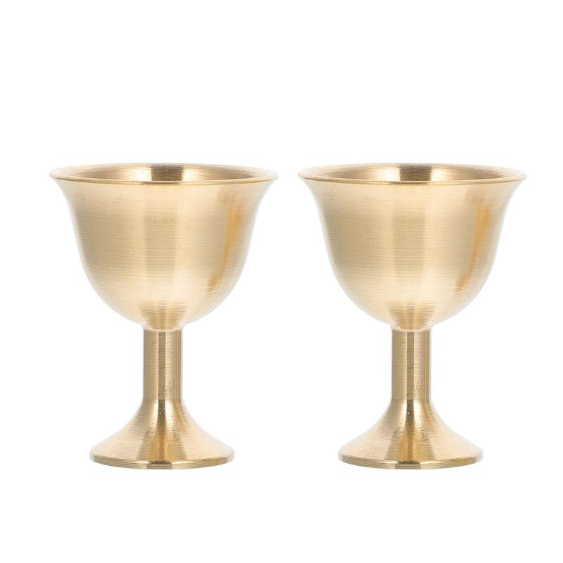 2 Stuks Messing Kelk Cups Retro Tempel Kopjes Goblet Cups