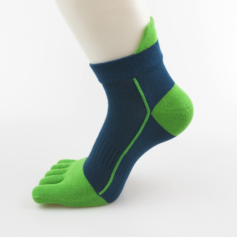 Veridical Katoen Vijf Vinger Sport Sokken Compressie Ademend Kleurrijke Gestreepte Fashions Harajuku Sokken Met Tenen EU39-45: green