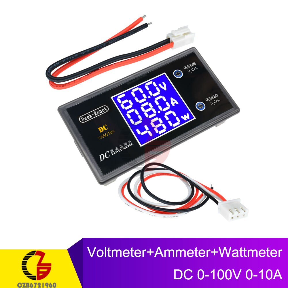 DC 100V 10A Digital Voltmeter Ammeter Wattmeter 50V 5A Voltmeter Current Power Meter Car Battery Capacity Tester 12V 24V 48V 72V: 100V 10A