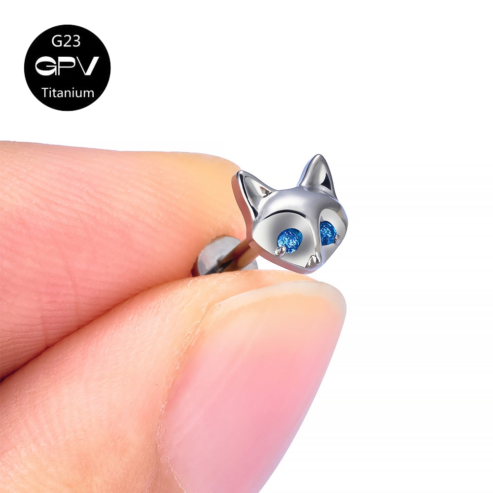 Reines Titan G23 Ohr Wirbel Nagel tränenreich kleine Fuchs Persönlichkeit Hochglänzender Ohrschirm Perforierter Schmuck Ohrnagel Earbone Nagel