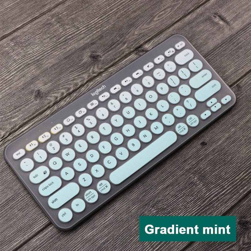 Besegad Kleurrijke Laptop Siliconen Toetsenbord Cover Skin Sticker Protector Beschermhoes Voor Logitech K380 Bluetooth Toetsenbord: Gradient mint