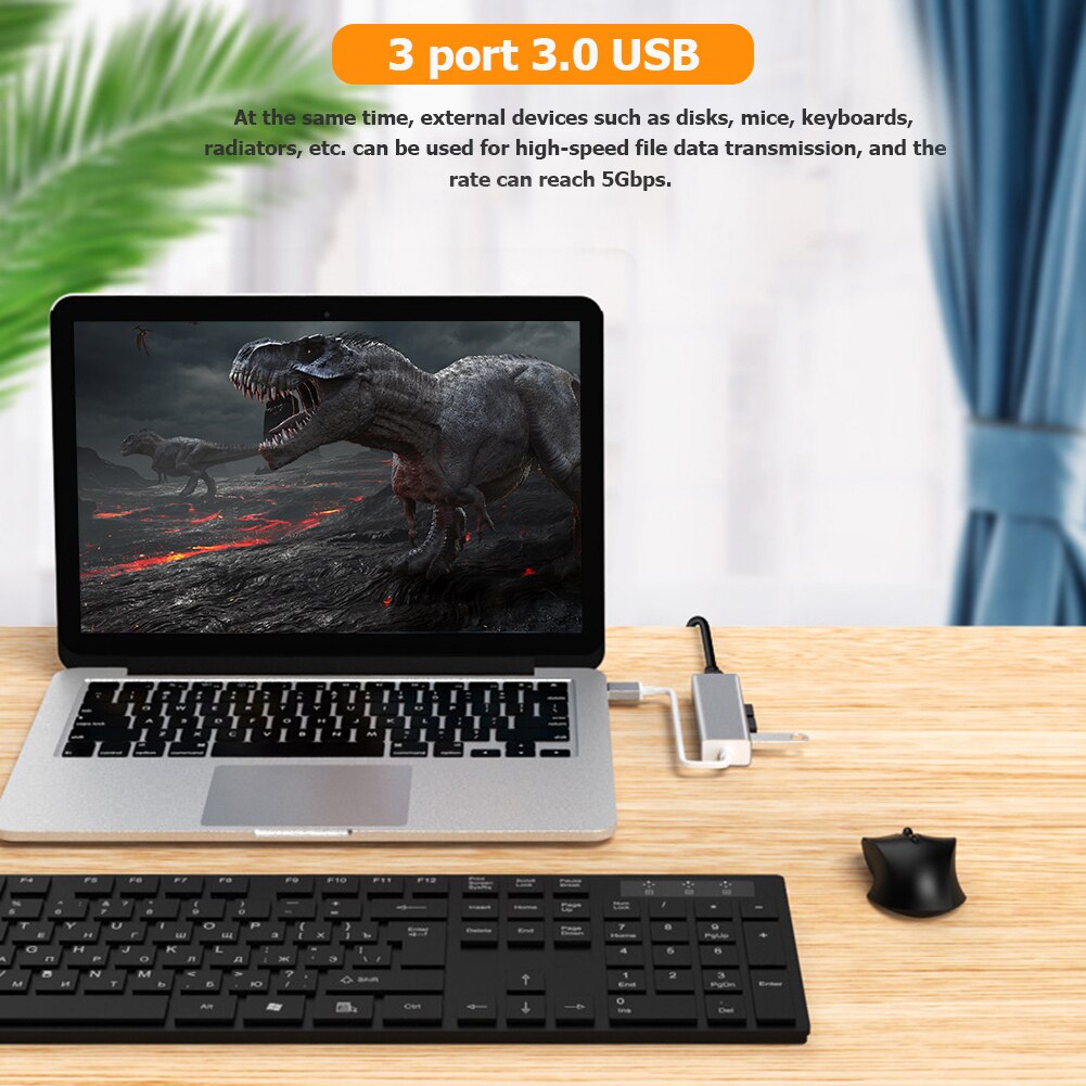 USB to 5Gbps USB 3.0 RJ45 10/100Mbps Wired Ethernet Adapter Hub Converter for Notebook MacBook Smartphone
