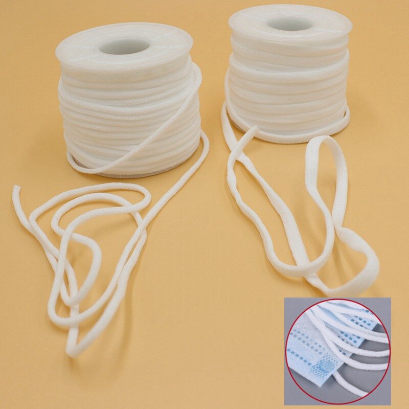 Banda elástica para mascarilla, banda de goma para colgar en la oreja, accesorios DIY, 3/5mm, 5/10/30m/paquete