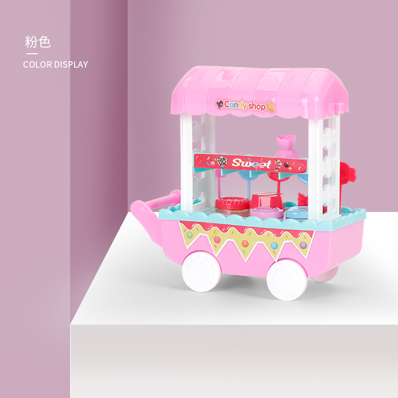 Camión de helados familiares para niños, juguete de simulación para niñas de 3 a 6 años, carrito pequeño para frutas y verduras, camión para helados: pink  Candy car