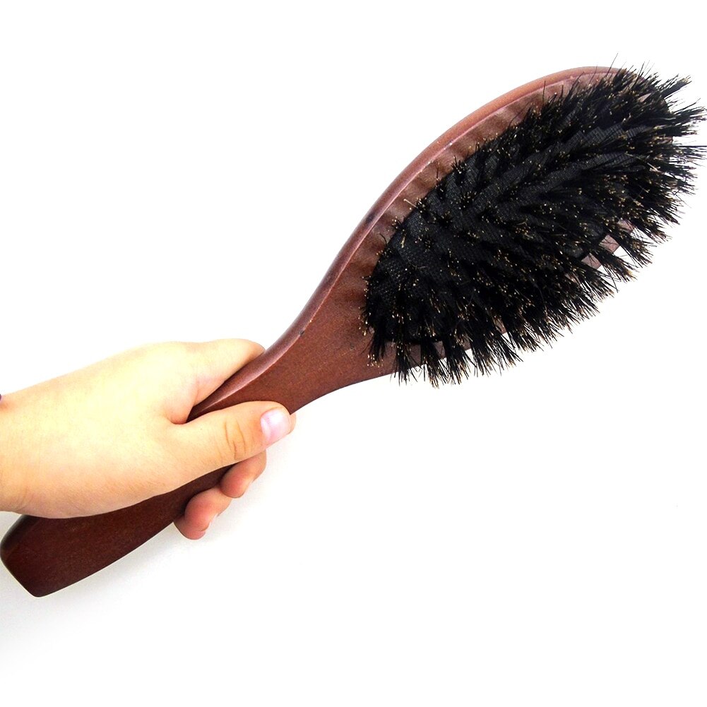 Brosse à cheveux en poils de sanglier naturels, peigne de Massage, brosse à palette de cuir chevelu, manche en bois de hêtre, outil de coiffure