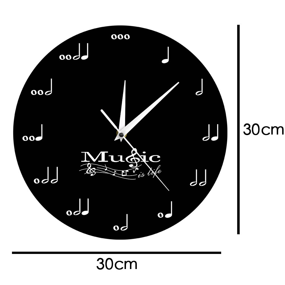 Music Is Life Inspirational Wall Clock Music Notes Musical Clock Treble Clef Stave Music Studio Hanging Wall Watch Musician