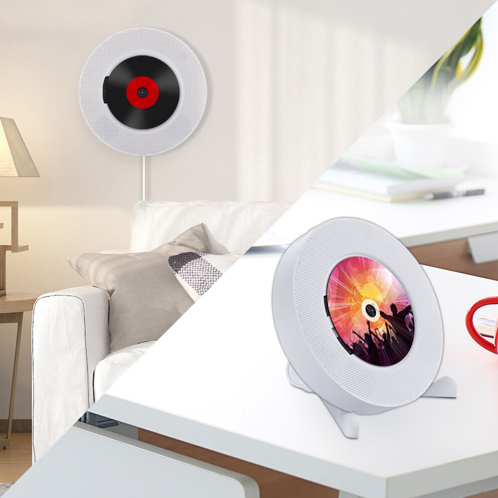 Remote Control Portable CD Player Bluetooth Desk Stand Wall Mountable CD Player Walkman LCD Display Home Audio Boombox Radio