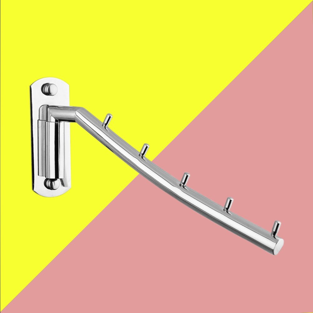 Wall Mounted Clothes Hanger Rack Rotatable Stainless Steel Clothes Organizer with Swing Arm Holder