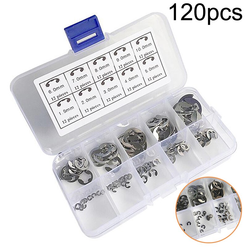 120Pcs Fastener Kit E-Clip Retaining Ring Assortment Set Industrial Hardware Nut & Bolt Sets Fasteners