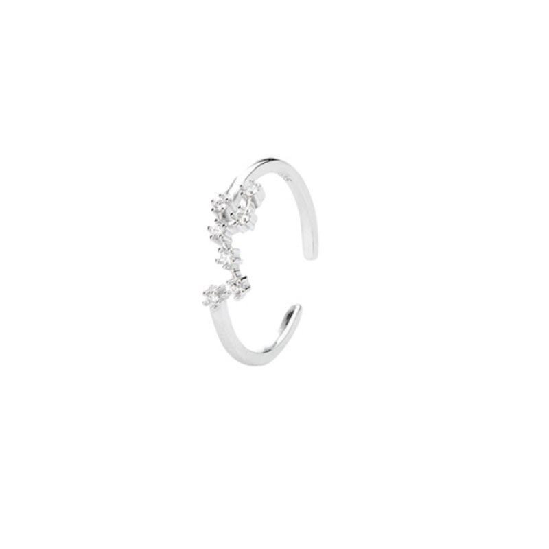925 prata esterlina pino feminino estilo fresco e simples incrustado com pedra preciosa 12 constelações único anel: Leo