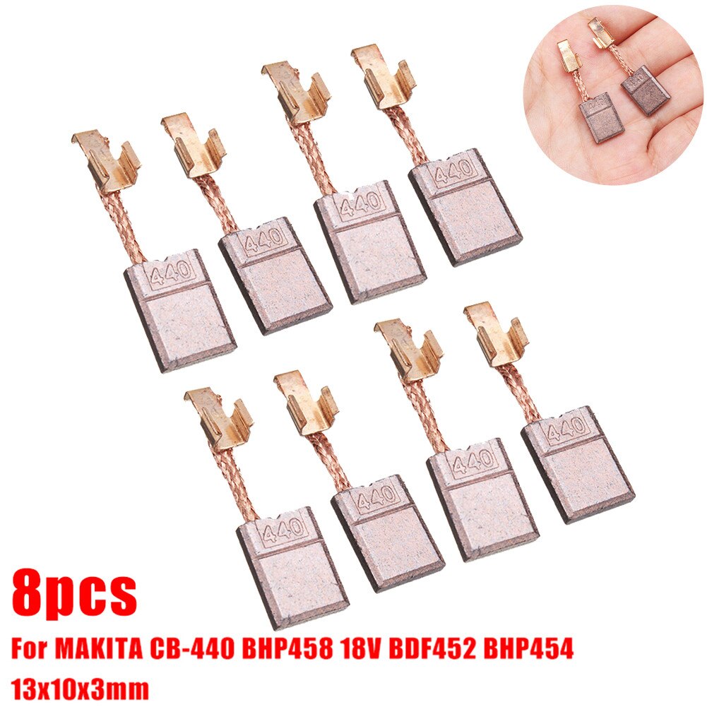 Kit de brosses en carbone pour Makita, 8 pièces/ensemble Marteau perforateur électrique sans fil, brosse en carbone, CB-440 BGardens 458 18V BDF452 BGardens 454 13x10x3mm