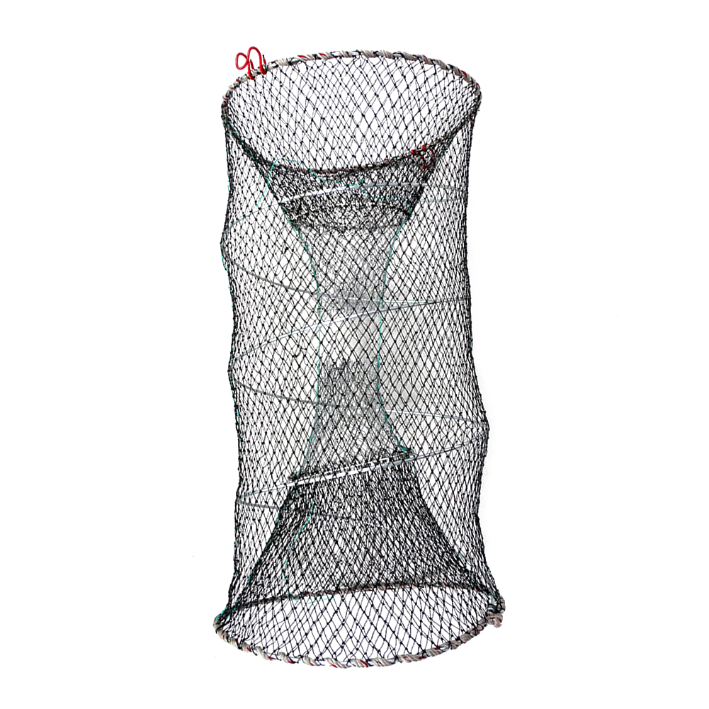 Trampa de pesca plegable, red para cangrejos, camarones, trampa para peces con escalado automático, red de nailon para pesca, fundición de cangrejos y cangrejos: Rojo