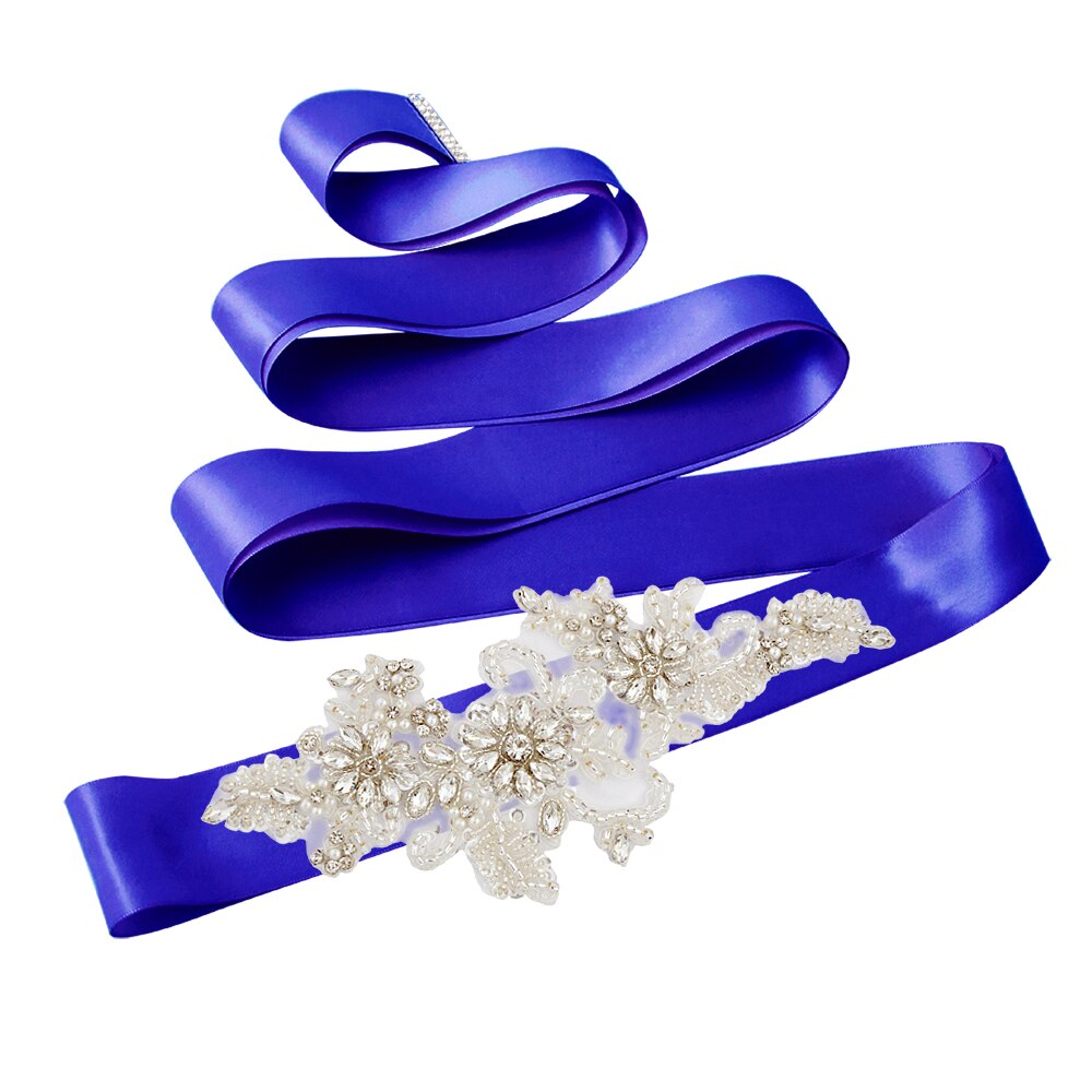 TRiXY S139 strass ceinture perles mariage ceinture argent diamant ceinture mariée ceinture mariage robe accessoire blanc brodé ceinture: royal blue