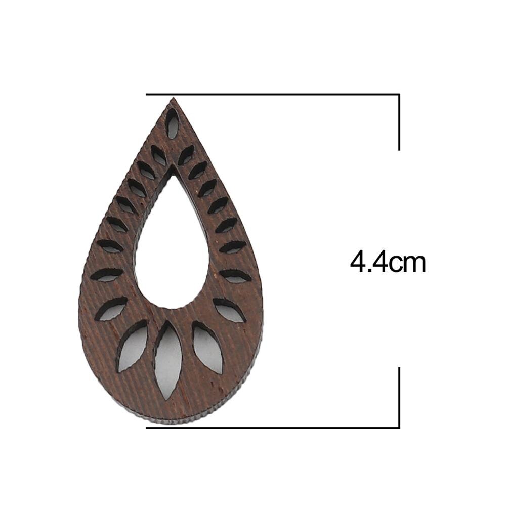 DoreenBeads Vintage Wood Geometric Round Triangle Hollow Pendants For Women Men DIY Making Necklace Earrings Charms Jewelry,2PCs: 2-4.4cmx2.4cm