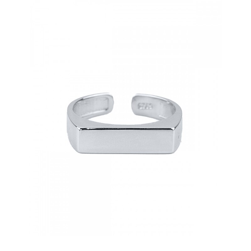 925 Sterling Silver Rings Jewelry Trendy Punk Geometric Opening Anillos Adjustable Finger Ring for Lovers' Girls Birthday: silver color