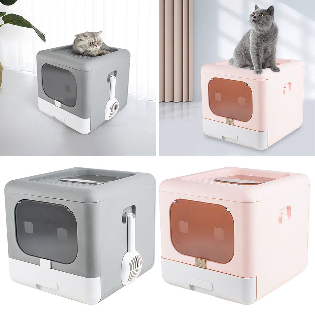 Premium Litter Box with Hood Closed Litter Box, Closed Litter Box for Kittens 2 Entrances, Cat Sandbox Container