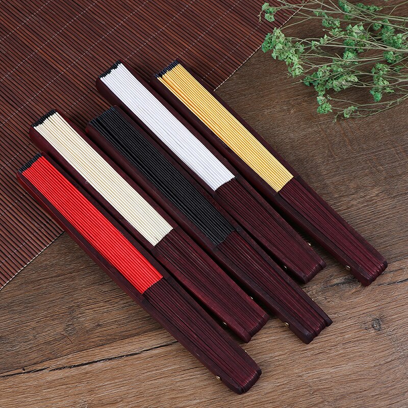 Éventail chinois pliable en bambou de couleur unie, 1 pièce, fournitures de fête à domicile pour hommes/femmes