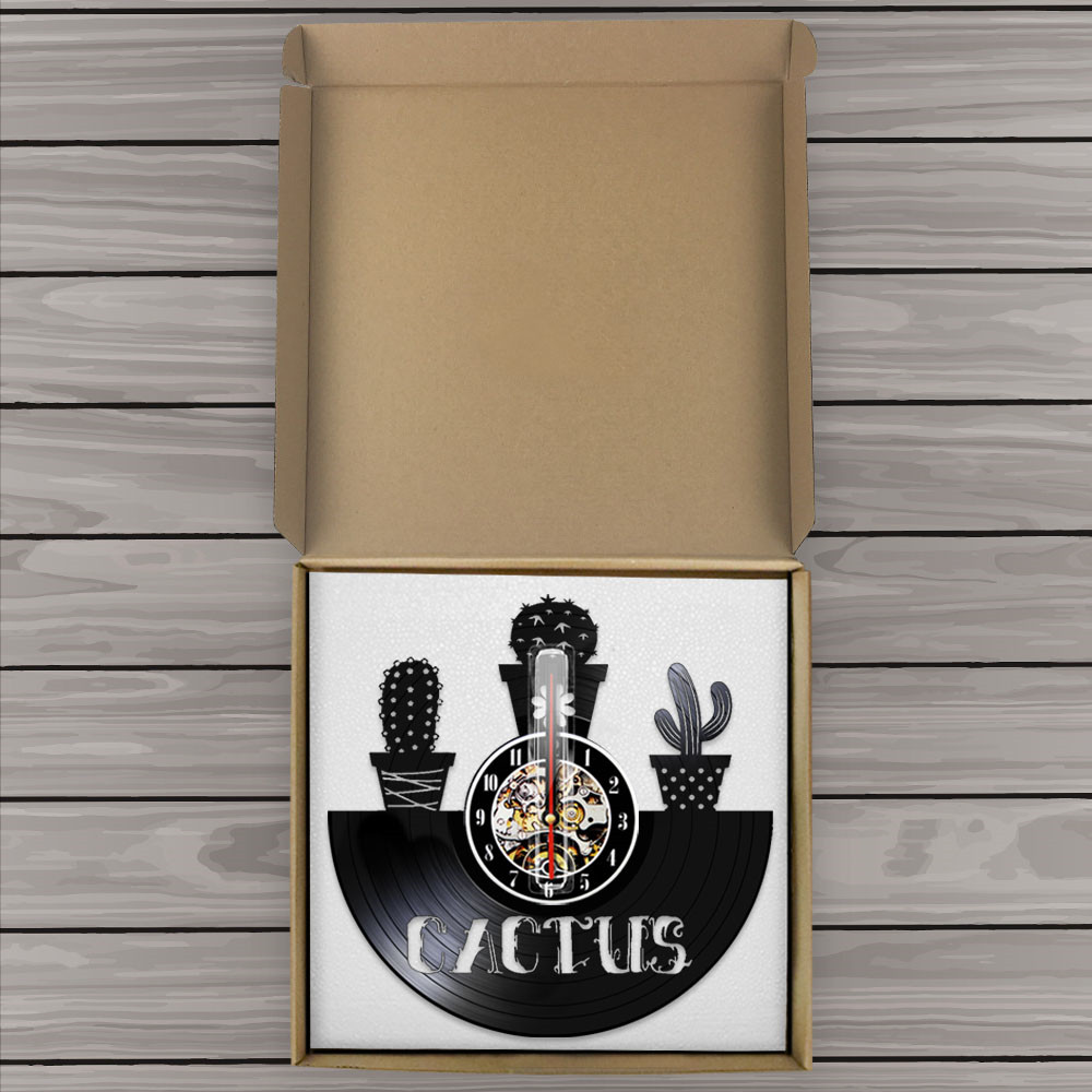 Kunst kaktus vintage vinyl plate veggklokke natur plante saftig veggkunst dekorativ klokke kaktus rom veggdekor klokke