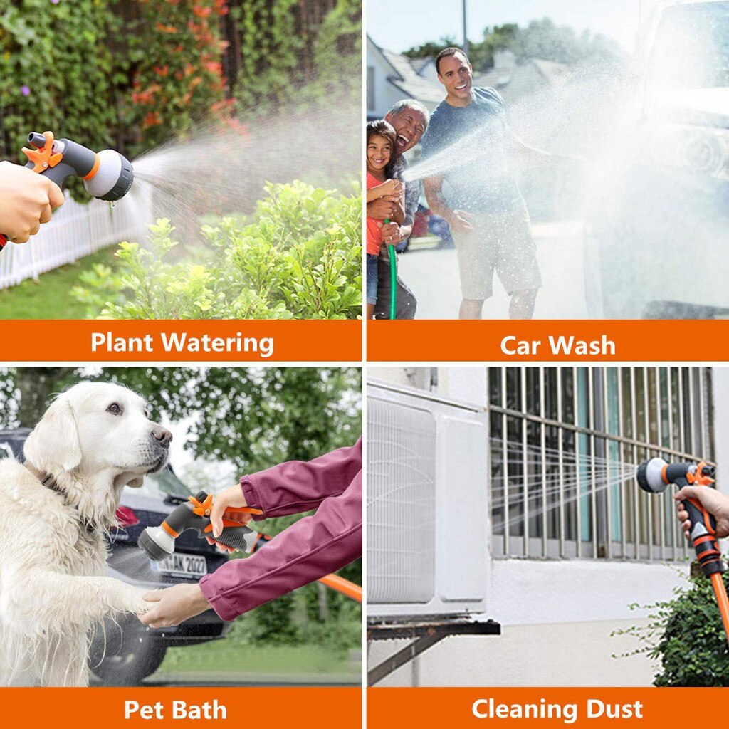 8 Patterns Watering Gun Garden Nozzle Hose Nozzle Adjust Nozzle Water Gun Lawn Hose Multifunction Garden High Pressure Sprayer
