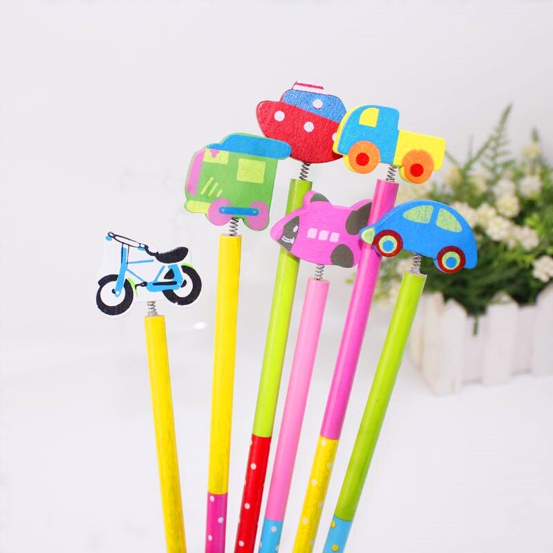 6PC Cartoon pencil Car Pencil Cute HB Wooden Standard Pencil For Kids Student Office School Supplies pen