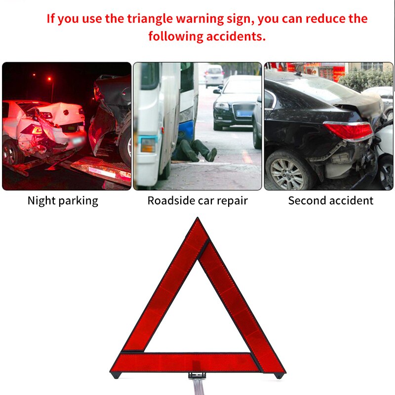 Foldable Triangular Car Hazard Reflective Warning Sign Reflective Car Breakdown Emergency Reflector ABS Durable