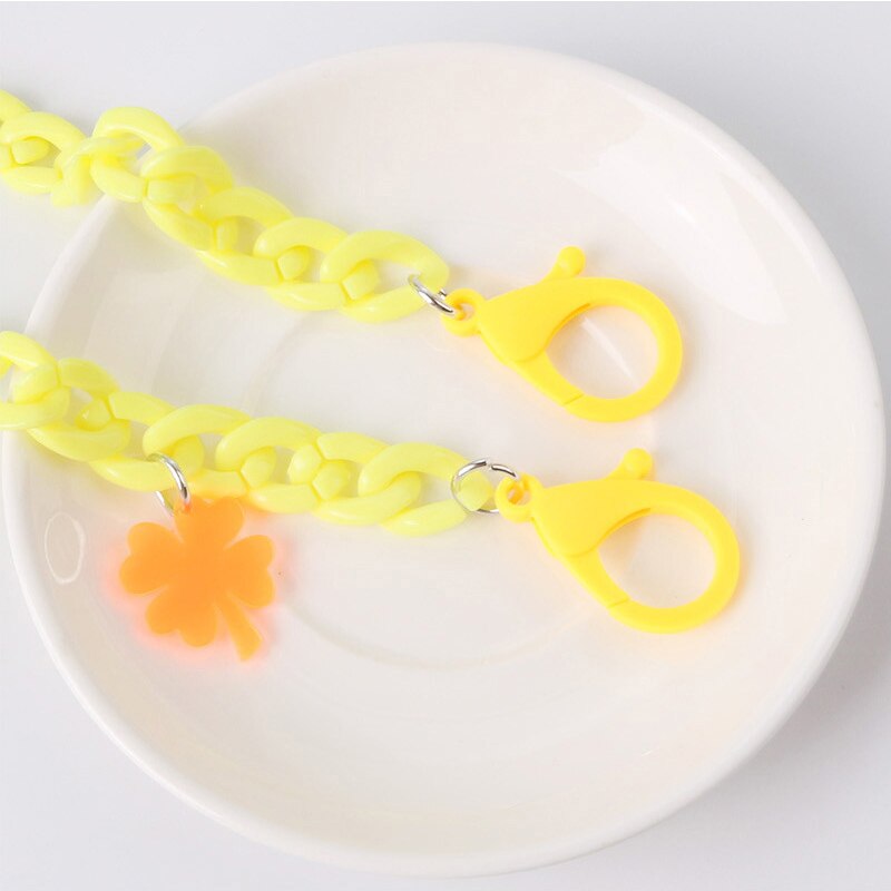 Collar de cadena antipérdida de longitud ajustable para mujer y niño, cadena para cuello, accesorios, collares de acrílico, correa de seguridad