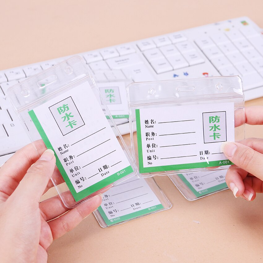 10PCS PVC ID Badge Case Clear and Transparent Holes Bank Credit Card Holders ID Badge Holders Accessories
