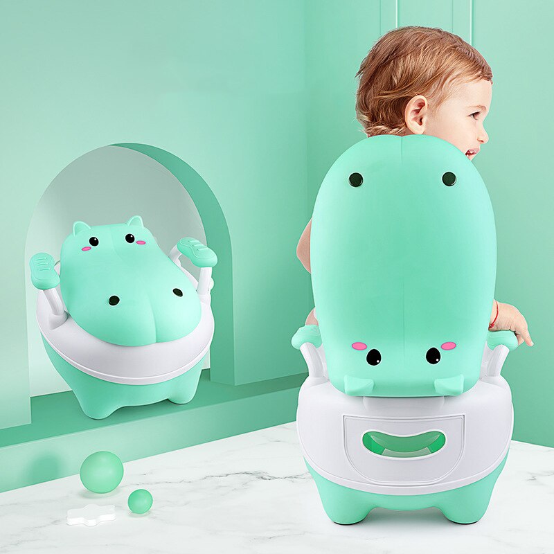 Orinal para bebés niños silla de asiento de entrenamiento portátil lindo hipopótamo viaje olla niños inodoro con cepillo de orinal gratis