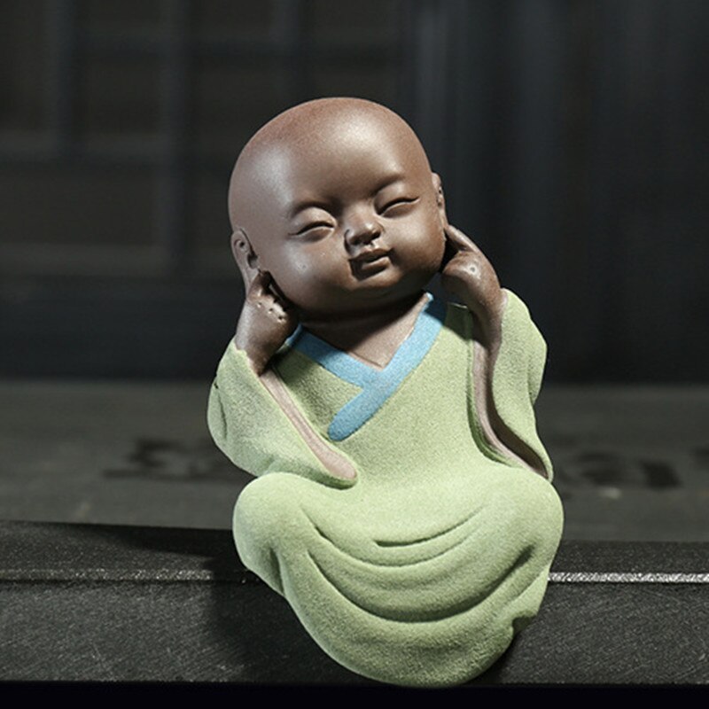 Paars zand thee huisdier monnik zen sierlijke sculptuur accessoires huisdecoratie artistieke decoratie boeddhabeeld.