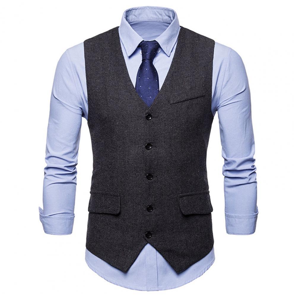 Chaleco Formal de negocios para hombre, ropa de trabajo Simple y Popular de Color sólido, transpirable, Formal, ajustada: Black / XL