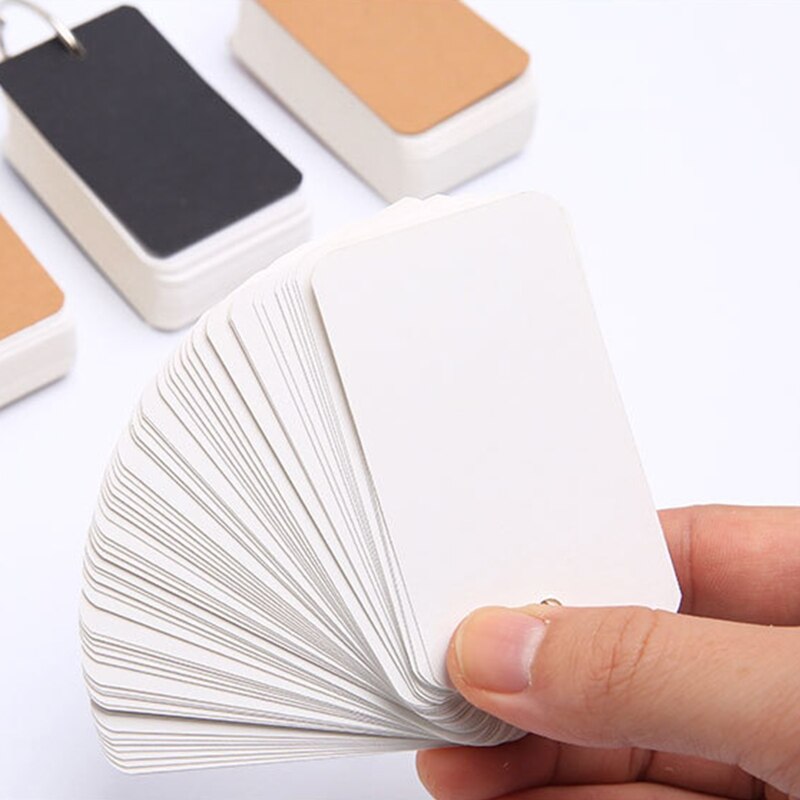 100 Sheets Heavy Index Cards Blank Study Cards with Binder Ring Memo Card DIY Note Book Message Card with Loose Leaf Ring