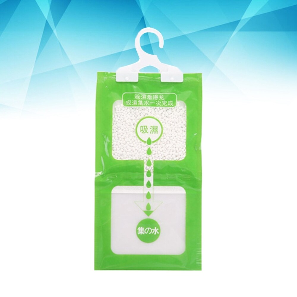 Bolsa para colgar en armario ropero, para humedad, Vitrina armario ropero bolsas deshumidificadoras, agente de secado higroscópico, antimoho, 1 unidad: Green