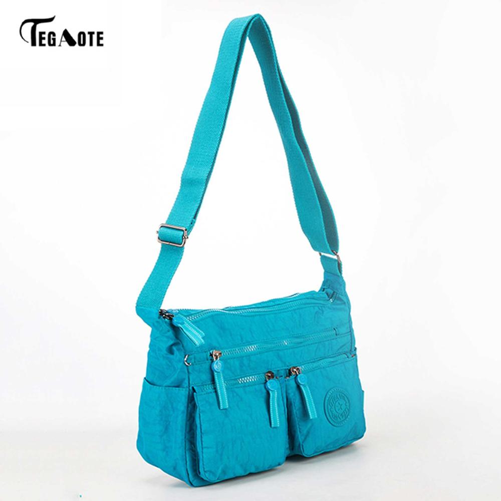 TEGAOTE femmes Messenger sacs dames Nylon sac à main voyage décontracté Original sac femme grande capacité sac à bandoulière: Bleu