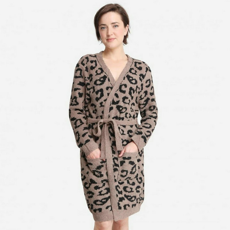 Luipaard Print Fleece Badjas Dekens Super Zachte Winter Dikke Warme Lange Gewaad Thuis Nachtkleding Sofa Wearable Slapen Dekens: B